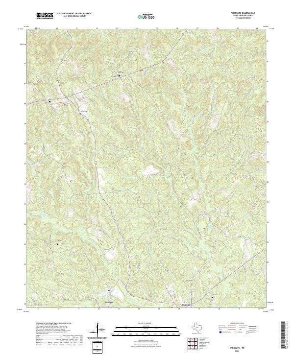 Wiergate, TX — USGS 7.5-minute topo (2022)