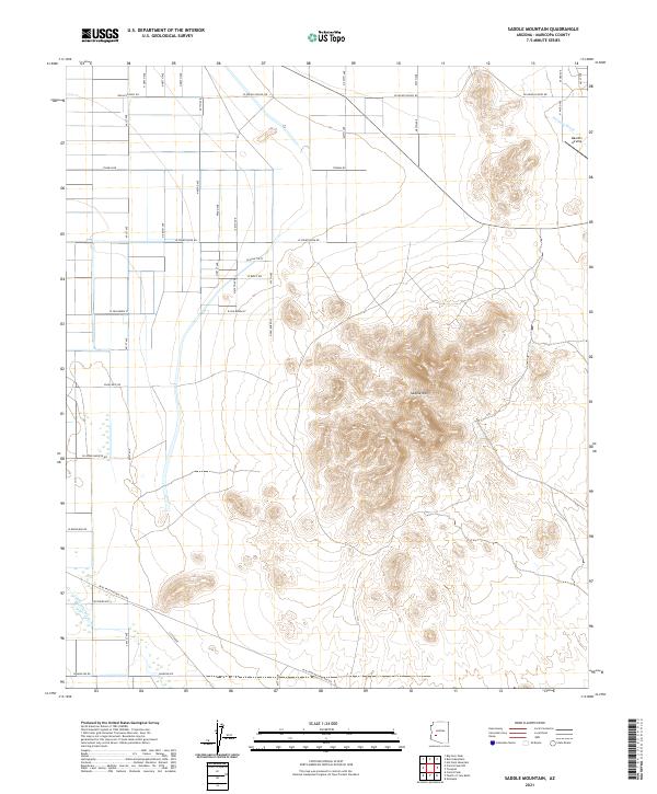 Saddle Mountain, AZ — USGS 7.5-minute topo (2021)