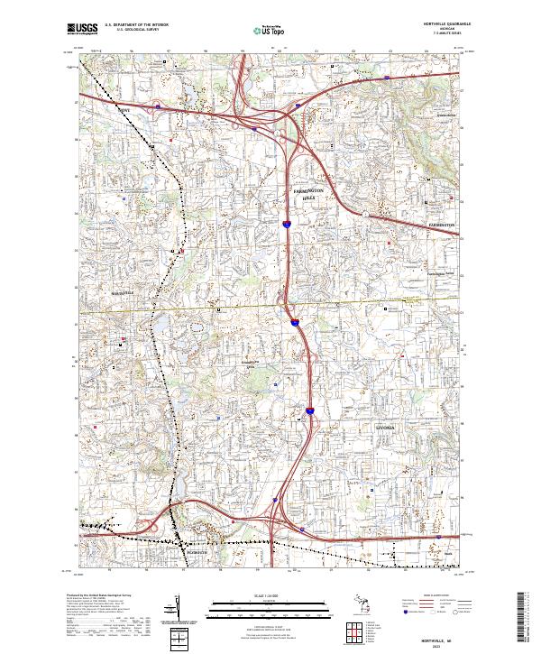 Northville, MI — USGS 7.5-minute topo (2023)