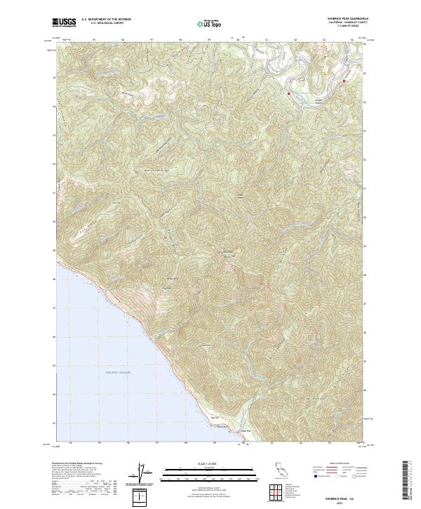 Shubrick Peak, CA — USGS 7.5-minute topo (2023)