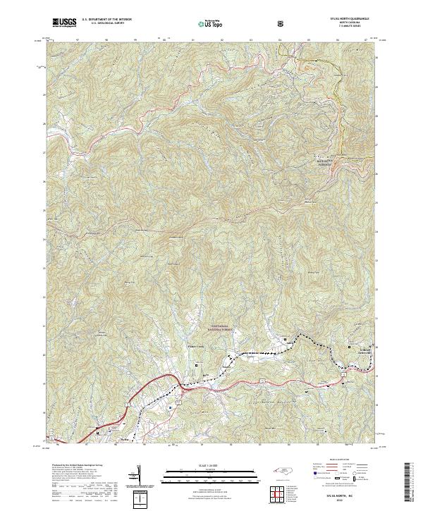 Sylva North, NC — USGS 7.5-minute topo (2022)