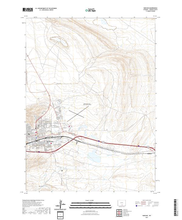 Rawlins, WY — USGS 7.5-minute topo (2021)
