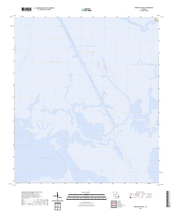 Three Bayou Bay, LA — USGS 7.5-minute topo (2024)