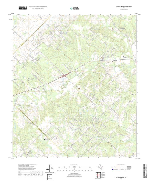 Lytton Springs, TX — USGS 7.5-minute topo (2022)