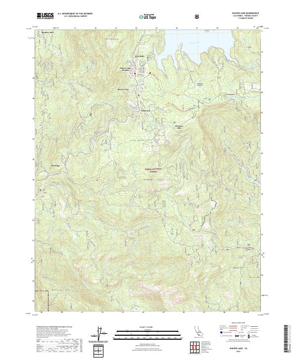 Shaver Lake, CA — USGS 7.5-minute topo (2021)