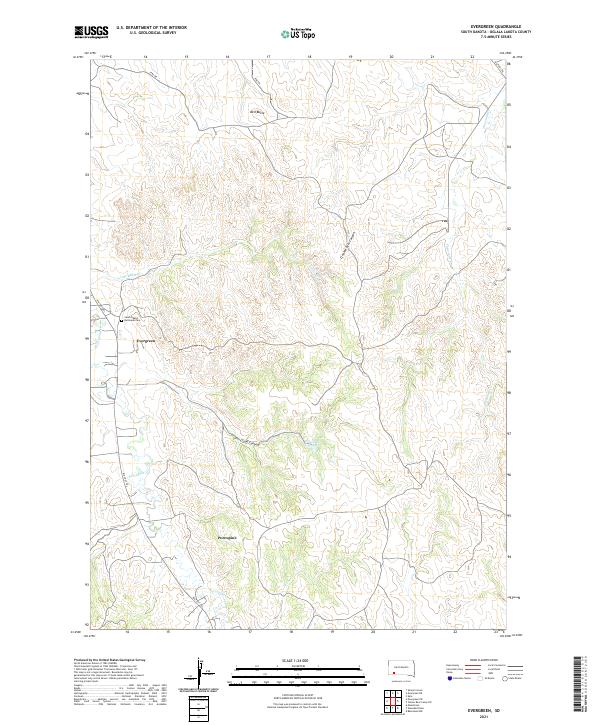 Evergreen, SD — USGS 7.5-minute topo (2021)