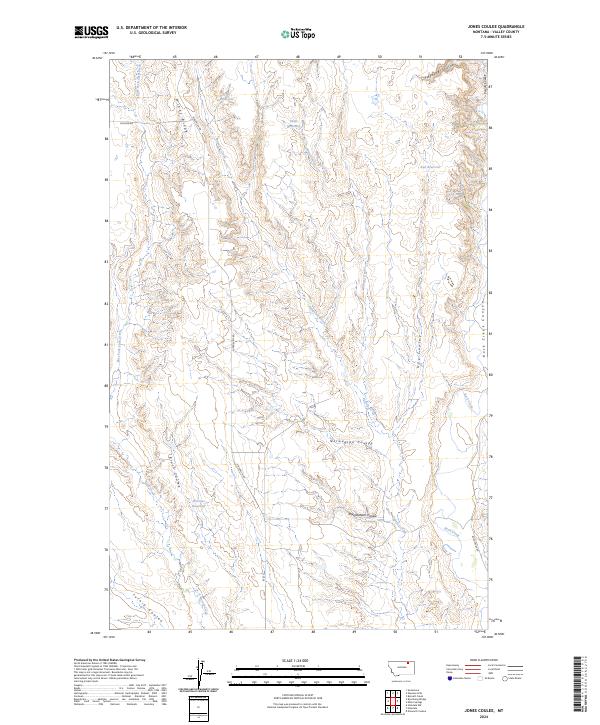 Jones Coulee, MT — USGS 7.5-minute topo (2024)
