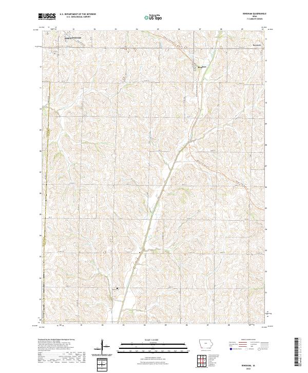 Bingham, IA — USGS 7.5-minute topo (2022)