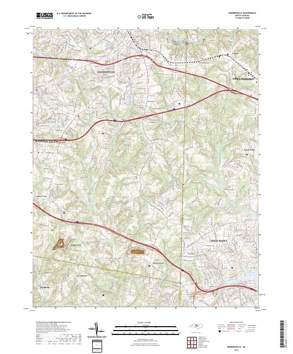 Kernersville, NC — USGS 7.5-minute topo (2022)