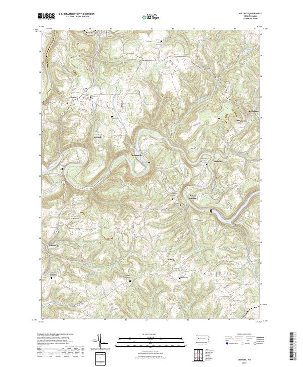 Distant, PA — USGS 7.5-minute topo (2023)
