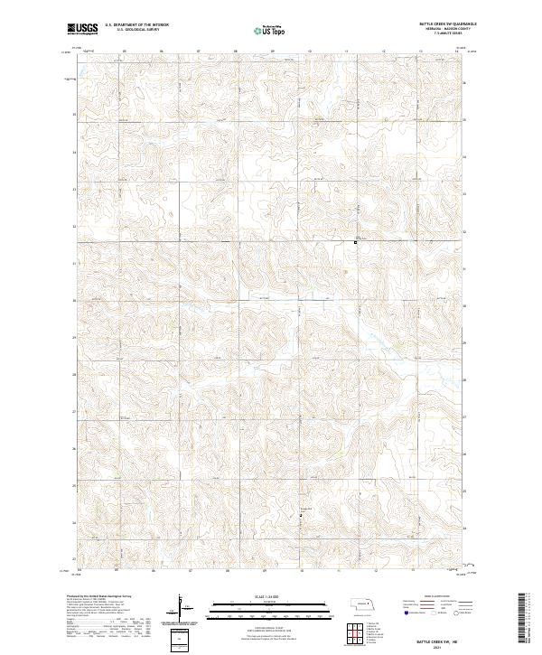 Battle Creek SW, NE — USGS 7.5-minute topo (2021)