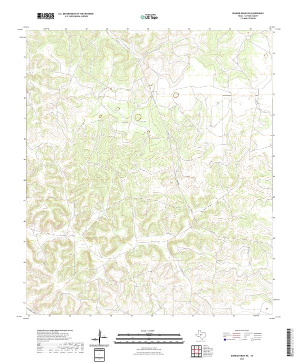 Dunbar Draw NE, TX — USGS 7.5-minute topo (2022)