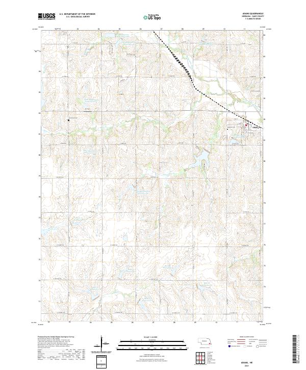 Adams, NE — USGS 7.5-minute topo (2021)