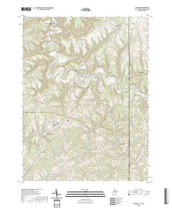 Bethany, WV-PA — USGS 7.5-minute topo (2023)