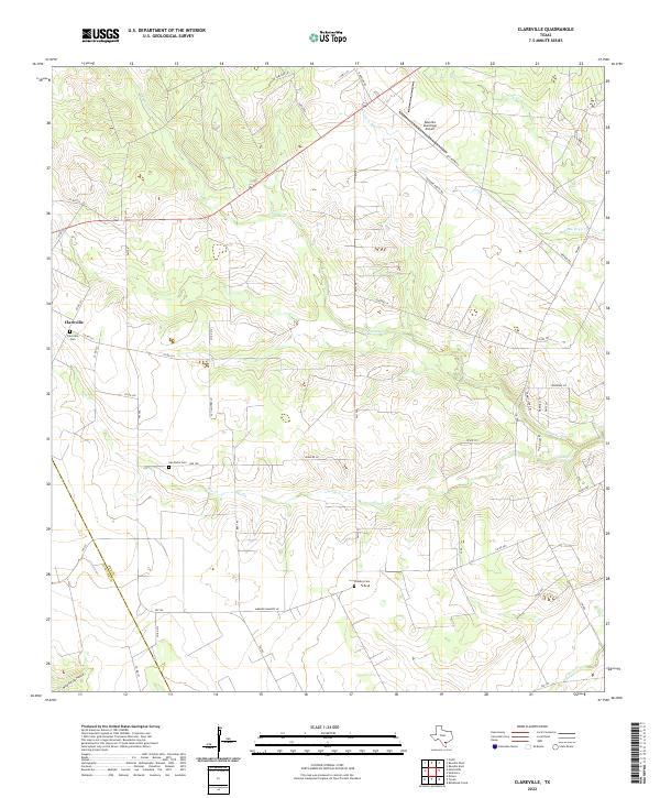 Clareville, TX — USGS 7.5-minute topo (2022)
