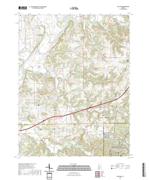 Scotland, IN — USGS 7.5-minute topo (2022)
