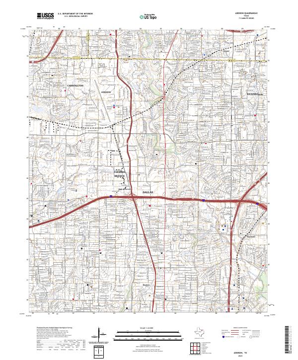 Addison, TX — USGS 7.5-minute topo (2023)