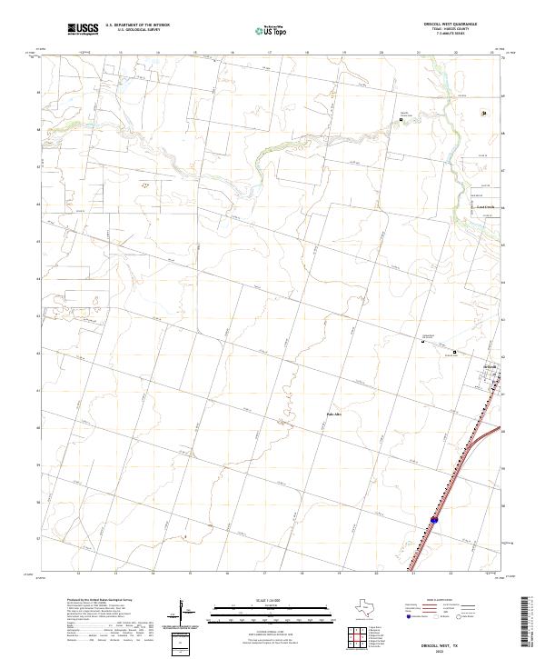Driscoll West, TX — USGS 7.5-minute topo (2022)