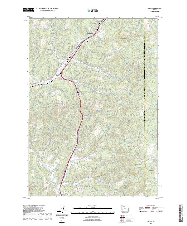 Curtin, OR — USGS 7.5-minute topo (2023)