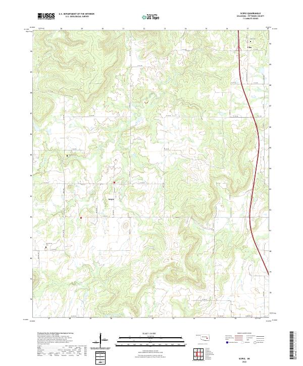 Scipio, OK — USGS 7.5-minute topo (2022)