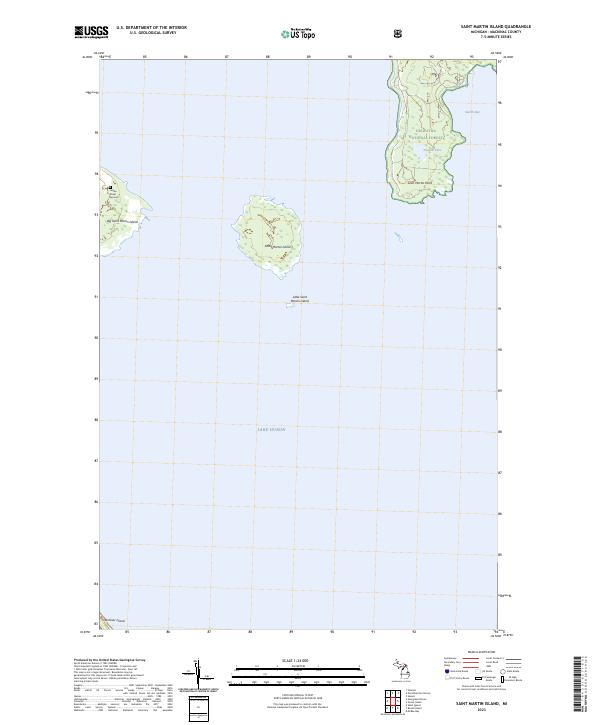 Saint Martin Island, MI — USGS 7.5-minute topo (2023)
