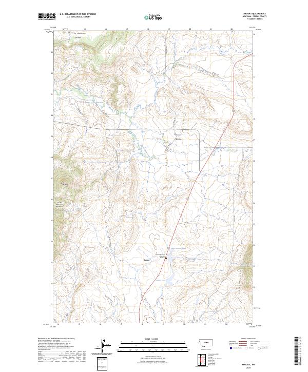 Brooks, MT — USGS 7.5-minute topo (2024)
