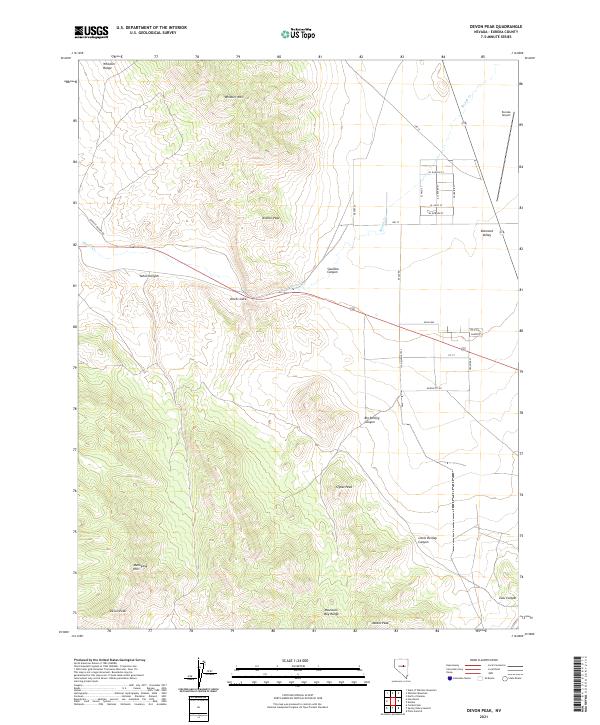 Devon Peak, NV — USGS 7.5-minute topo (2021)