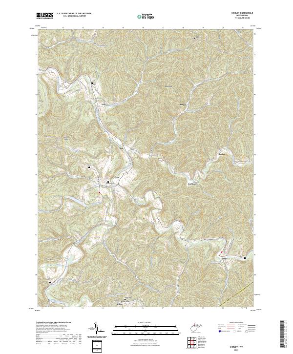 Shirley, WV — USGS 7.5-minute topo (2023)