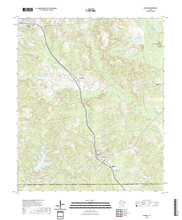 Avinger, TX — USGS 7.5-minute topo (2022)