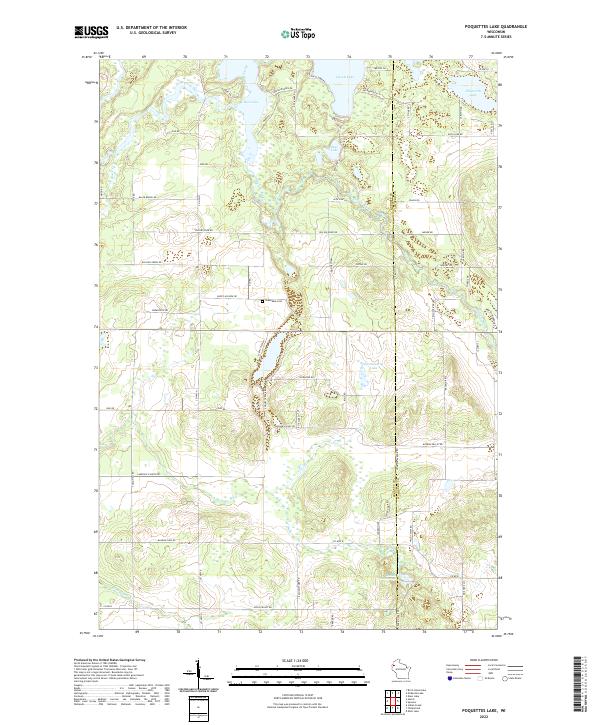Poquettes Lake, WI — USGS 7.5-minute topo (2022)