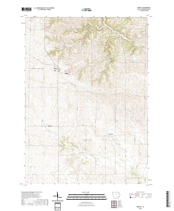 Greeley, IA — USGS 7.5-minute topo (2022)
