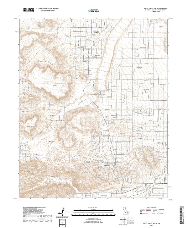 Yucca Valley North, CA — USGS 7.5-minute topo (2021)