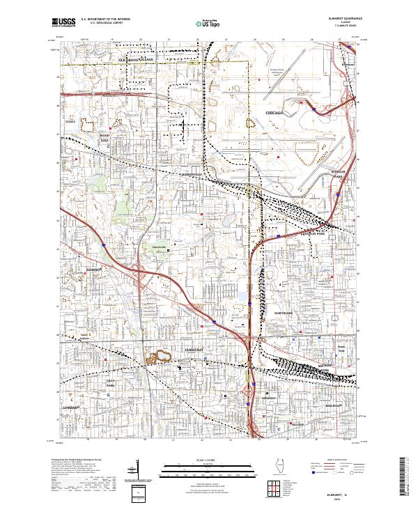 Elmhurst, IL — USGS 7.5-minute topo (2024)