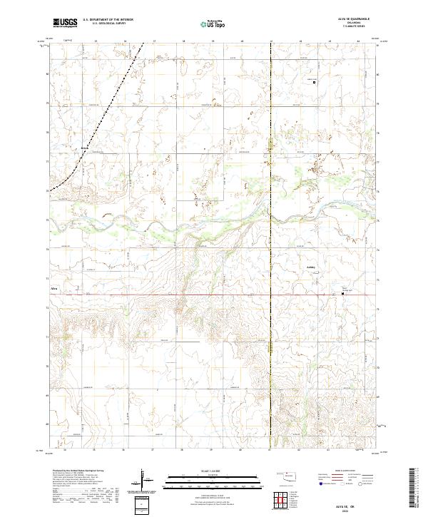 Alva SE, OK — USGS 7.5-minute topo (2022)