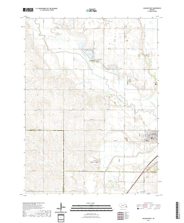 Ashland West, NE — USGS 7.5-minute topo (2021)