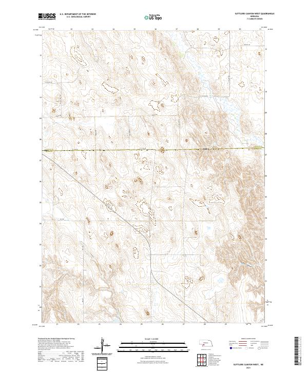 Suttlers Canyon West, NE — USGS 7.5-minute topo (2021)