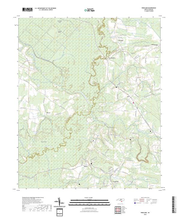 Freeland, NC — USGS 7.5-minute topo (2022)