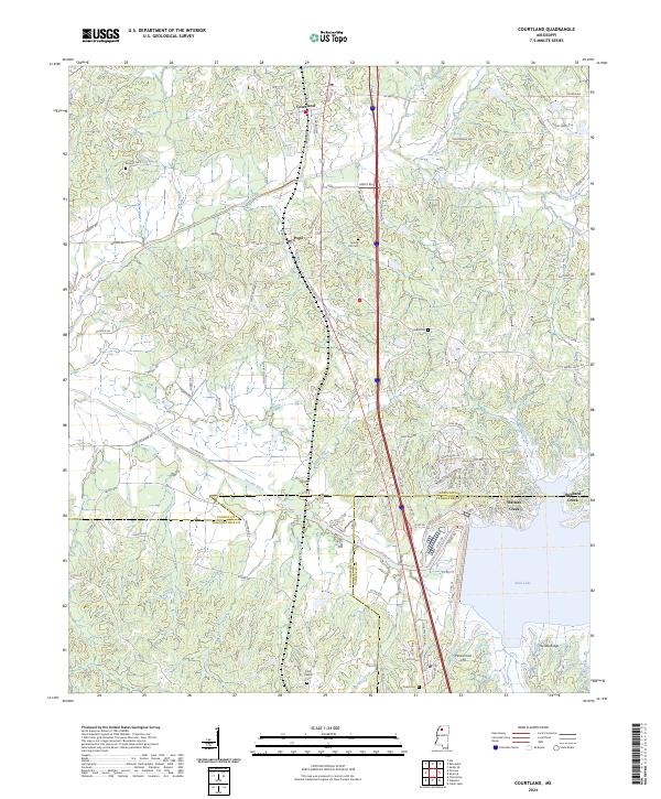 Courtland, MS — USGS 7.5-minute topo (2024)