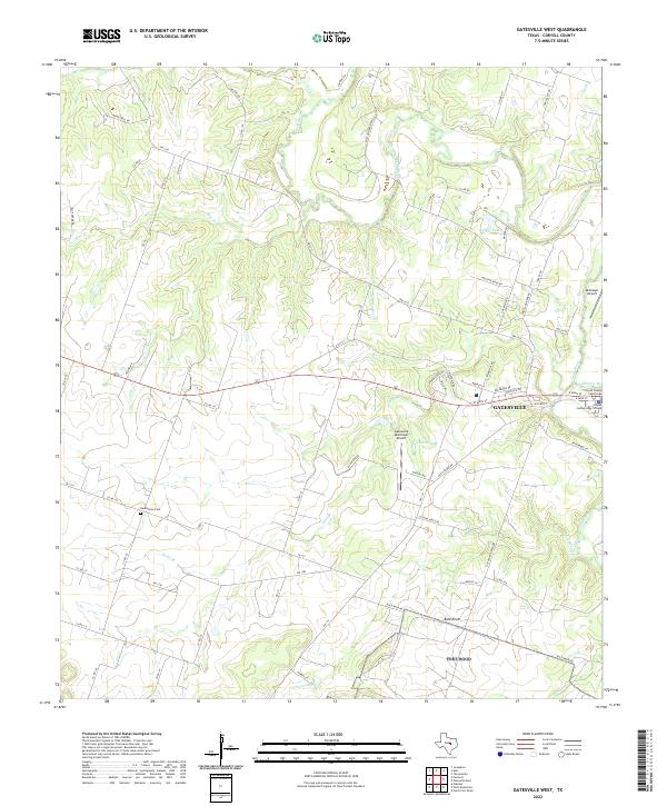 Gatesville West, TX — USGS 7.5-minute topo (2022)