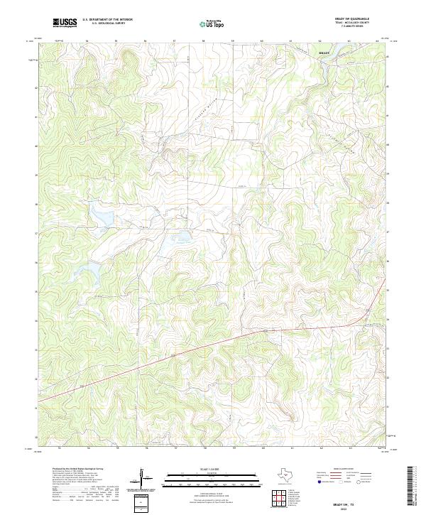 Brady SW, TX — USGS 7.5-minute topo (2022)