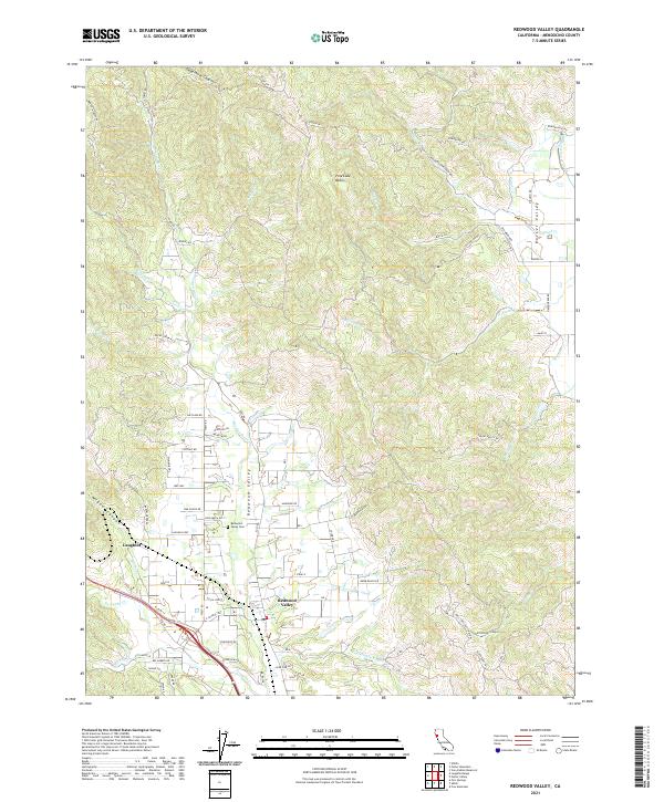 Redwood Valley, CA — USGS 7.5-minute topo (2021)
