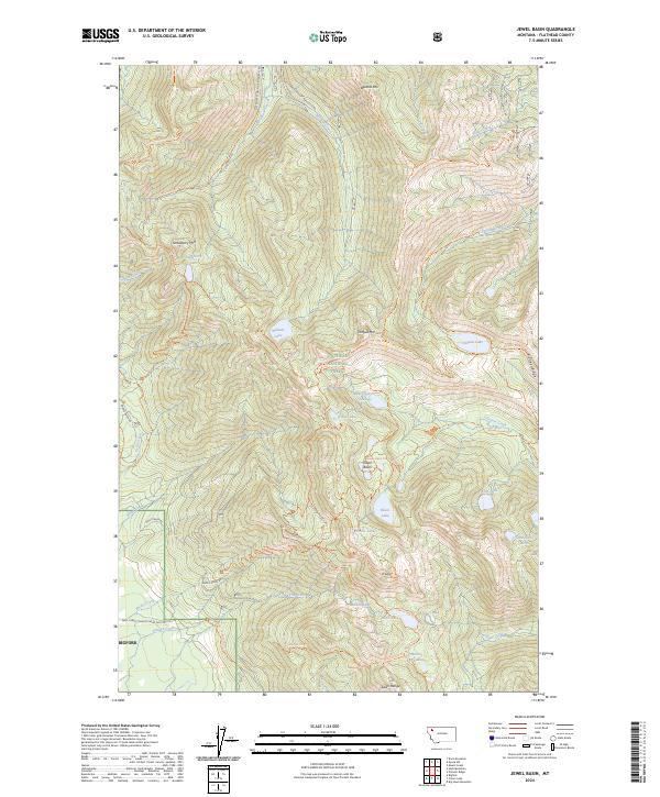 Jewel Basin, MT — USGS 7.5-minute topo (2024)