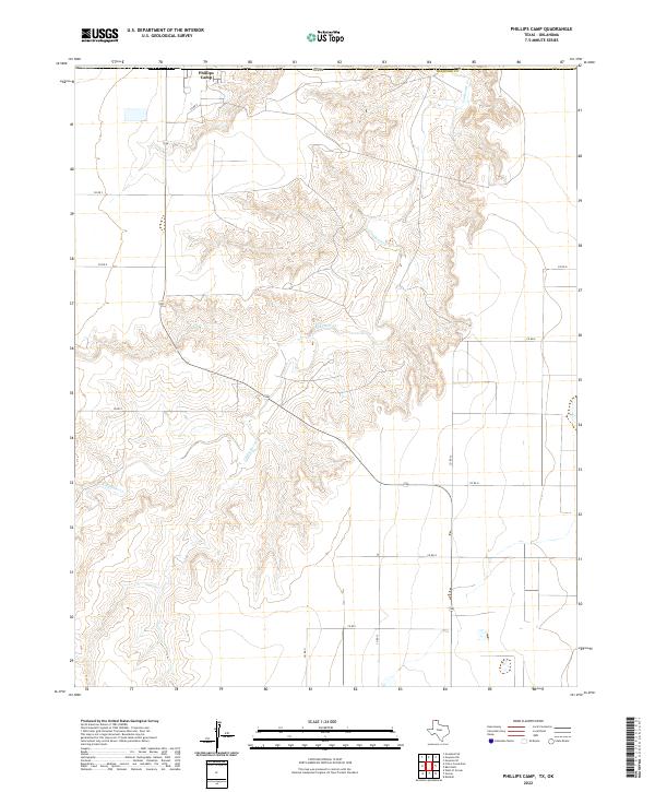 Phillips Camp, TX-OK — USGS 7.5-minute topo (2022)