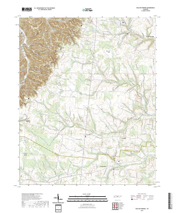 Hollow Springs, TN — USGS 7.5-minute topo (2022)