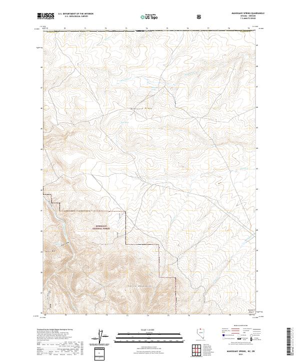 Mahogany Spring, NV-OR — USGS 7.5-minute topo (2021)