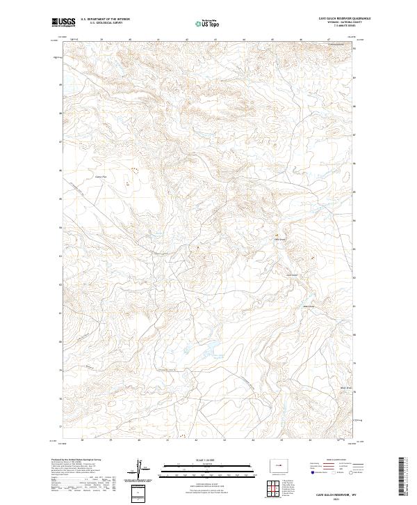 Cave Gulch Reservoir, WY — USGS 7.5-minute topo (2021)