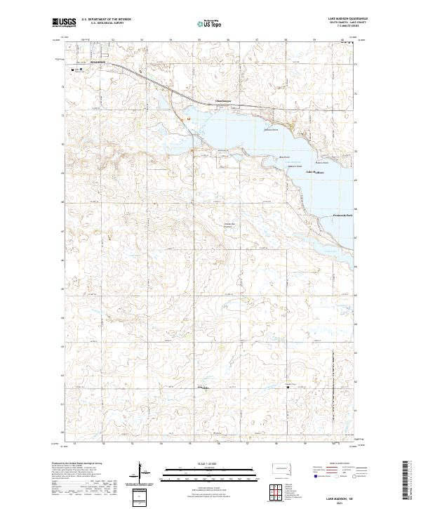 Lake Madison, SD — USGS 7.5-minute topo (2021)