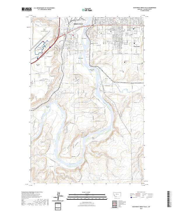Southwest Great Falls, MT — USGS 7.5-minute topo (2024)