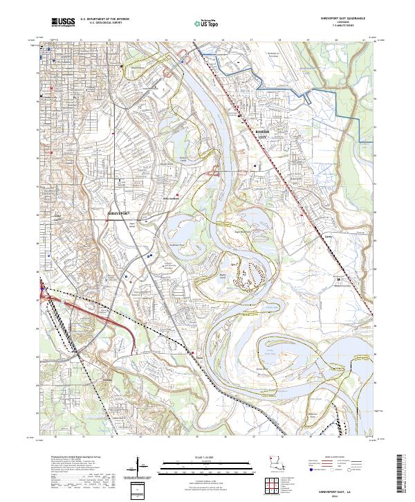 Shreveport East, LA — USGS 7.5-minute topo (2024)