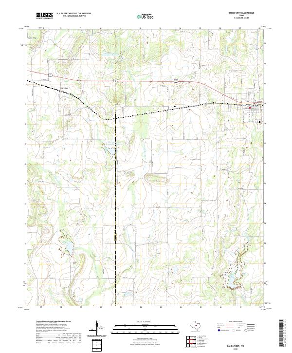 Bangs West, TX — USGS 7.5-minute topo (2022)